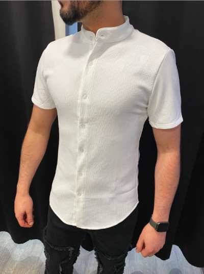 CHEMISE COL MAO BLANC