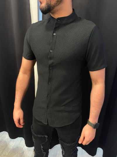 CHEMISE COL MAO NOIRE
