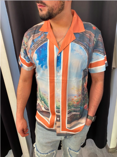CHEMISE MOTIF COL MARRON