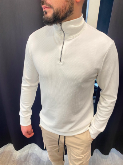 PULL ZIP BLANC