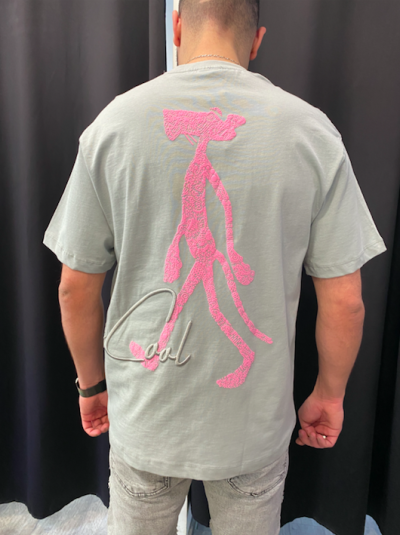 TEE SHIRT GRIS PANTHERE ROSE