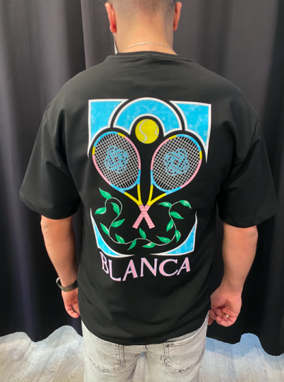 TEE SHIRT BLANCA RAQUETTES NOIR