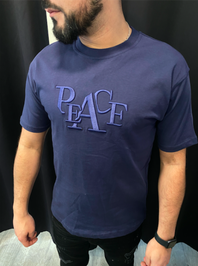 TEE SHIRT PEACE BLEU MARINE