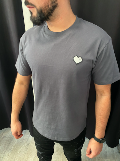 TEE SHIRT SMALL COEUR GRIS 
